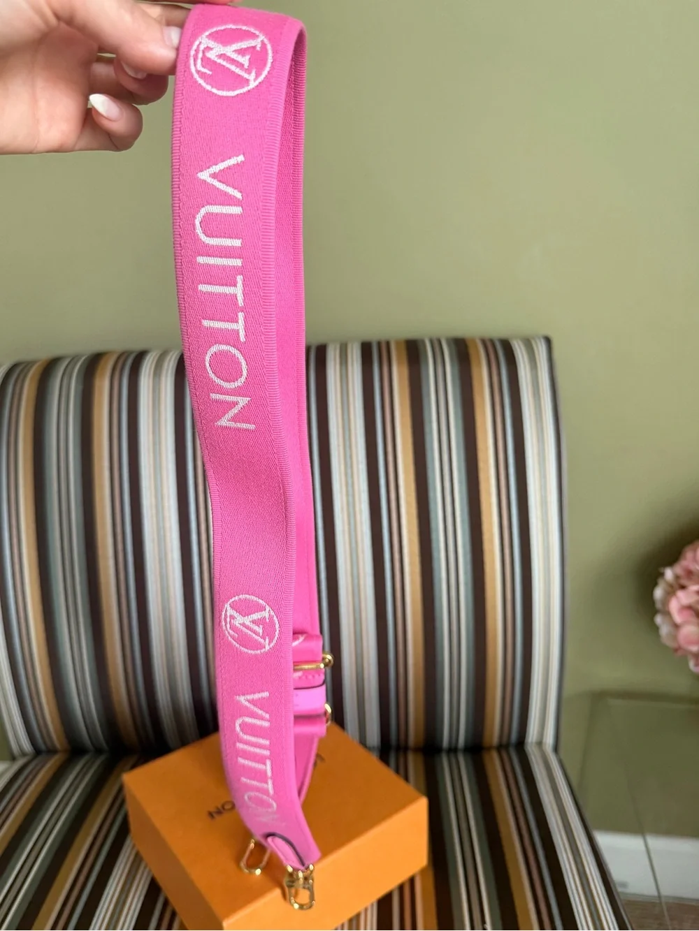 Louis Vuitton Rare Fuchsia Pink Monogram Canvas Strap with Gold-Tone Hardware